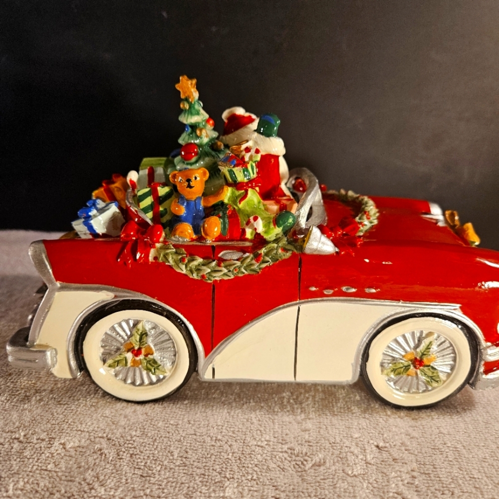 Fitz And Floyd Merry & Bright Collection, Santa In Car Here Comes Santa Claus